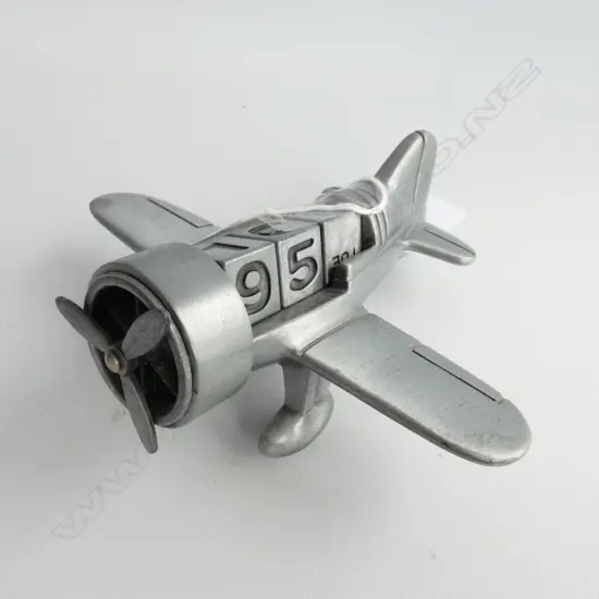 HEAVY SMALL METAL DESK PERPETUAL CALENDAR AIRCRAFT 