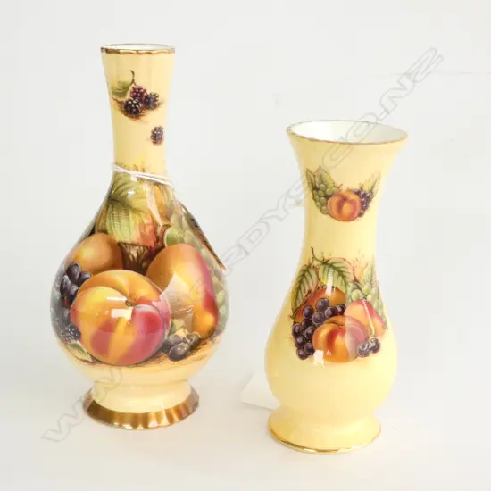 2 X AYNSLEY ORCHARD GOLD VASES