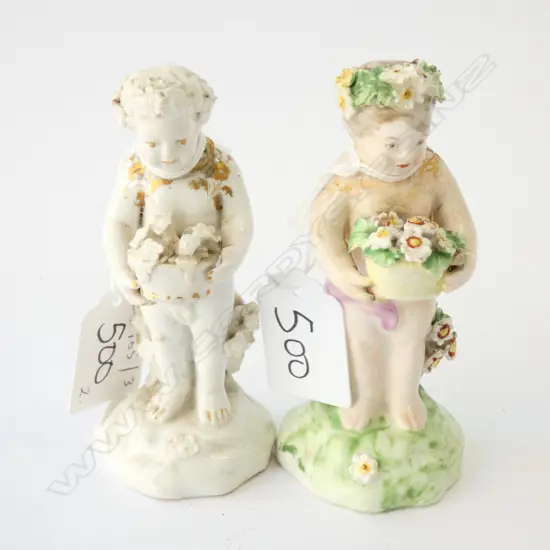 2 18thC HARD PASTE PORCELAIN FIGURES H. 105MM BOTH AF