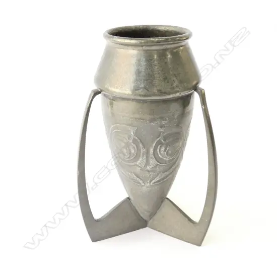 AN ARCHIBALD KNOX PEWTER ARTS AND CRAFTS VASE 195mm