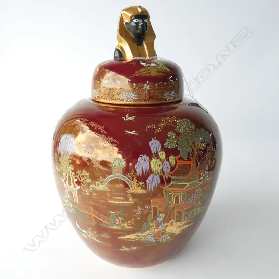 (18651) LGE CARLTON WARE EGYPTIAN LIDDED VASE A.F