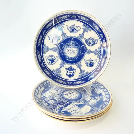 4 REPRODUCTION MASONS RINGTONS B/W PLATES 255MM DIA