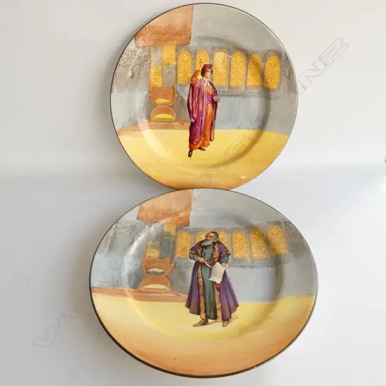 PAIR R/DOULTON PLATES, "SHYLOCK" & "PORTIA" DIA 260mm