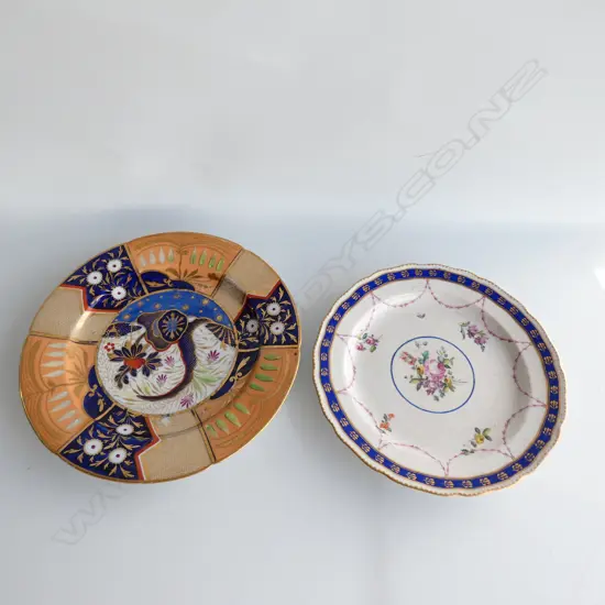 2 EARLY 19TH CENTURY DERBY PLATES, HANDPAINTED & GILDED ONE WITH CHIPS