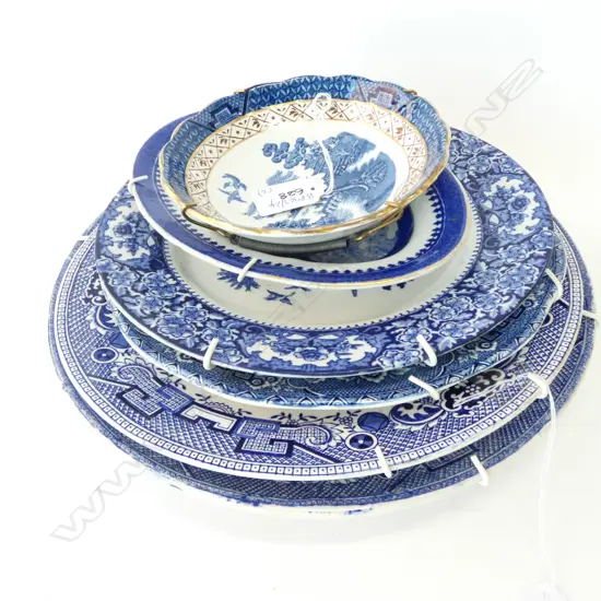 6 BLUE AND WHITE PLATES INCLUDING R/WORCESTER D 270 MM