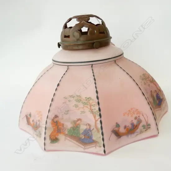 VINTAGE LIGHT SHADE WITH ORIENTAL SCENES 280MM DIA 