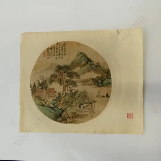 CHINESE W/C CIRCULAR EXTENSIVE COASTAL LANDSCAPE