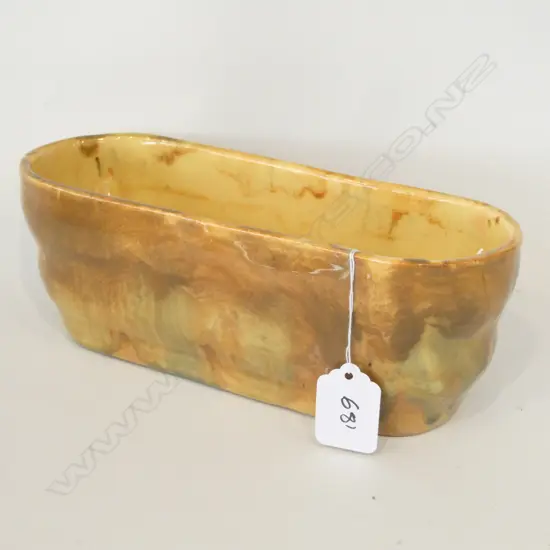 BRIAR GARDNER TROUGH VASE MOTTLED BROWN & GREEN. L.220mm