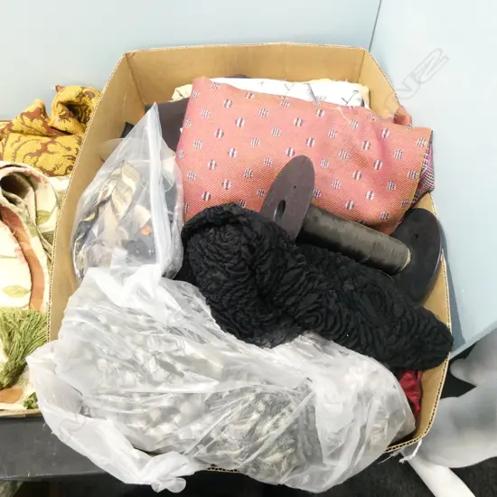 BOX LOT ASST. FABRICS & TRIMS 