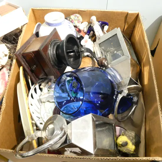 BOX LOT ASST. CHINA, LANTERNS, ETC