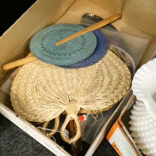BOX LOT WOVEN FANS