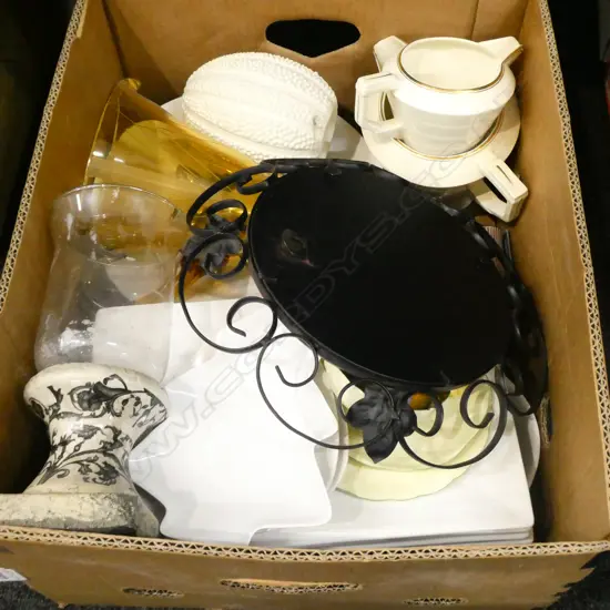 BOX LOT ASST. CHINA + WALL MIRROR