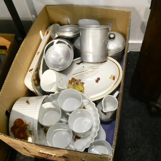 BOX LOT ROSENTHAL TRIOS, ASST PILLIVUYT CERAMICS