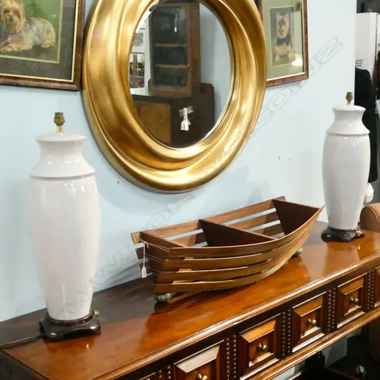 PR TALL CRACKLED GLAZED SIDE LAMPS NO SHADES