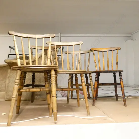 SIX SPINDLE BACK COUNTRY CHAIRS