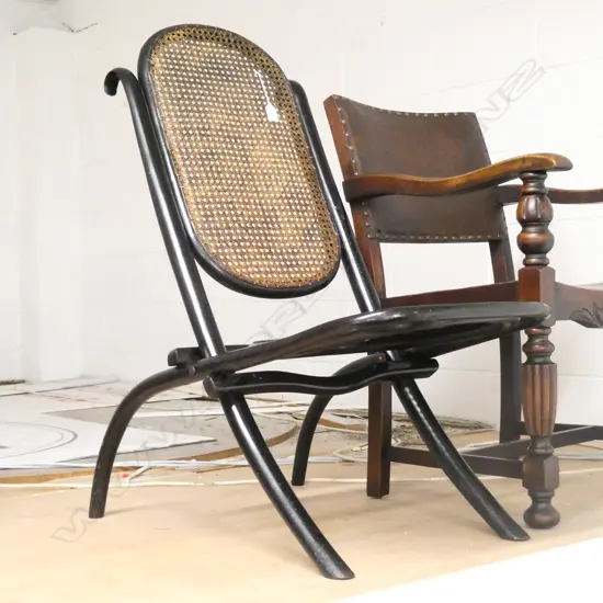 EBONISED BEECH BENTWOOD & CANE CHAIR H. 910MM