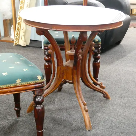 MARBLE TOPPED TABLE 700MM DIA H. 710MM