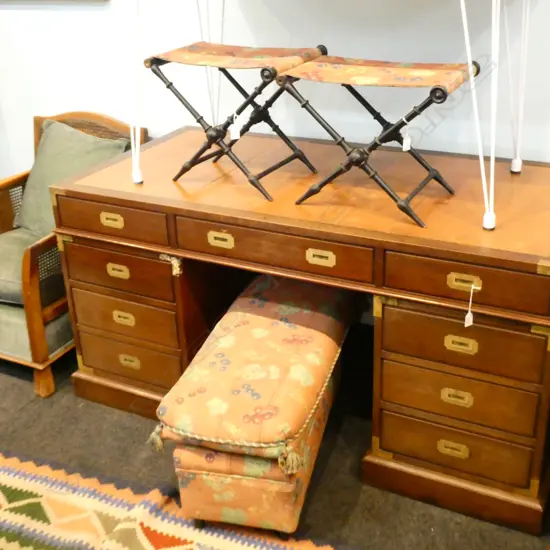PR VICTORIAN FOLDING STOOLS + UPHOLSTERED FOOTREST 