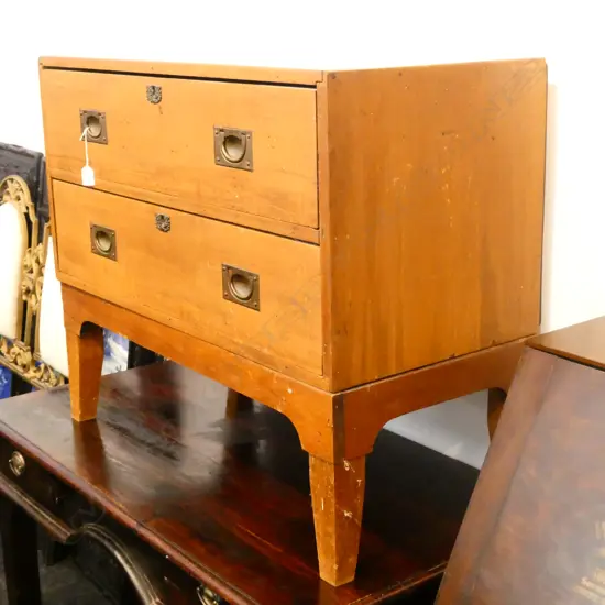 CAMPAIGN STYLE CHEST ON STAND H. 750MM W. 920MM