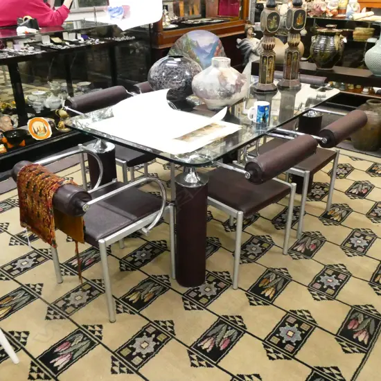 DESIGNER GLASS TABLE & 6 CHAIRS
