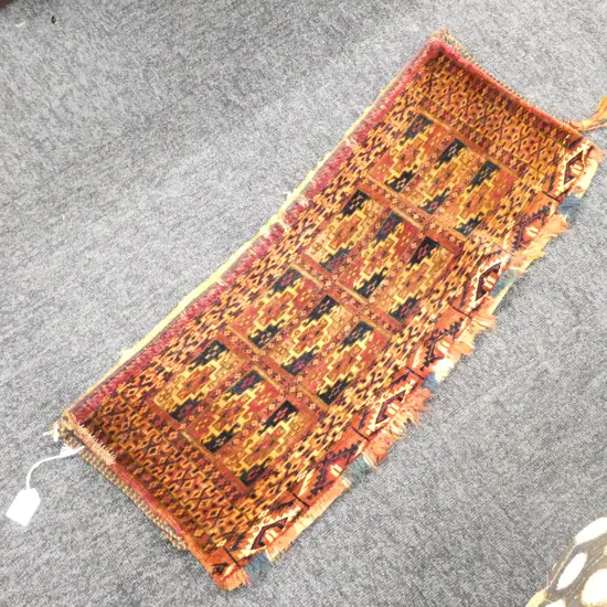 19thC TEKKE TORBA HAND KNOTTED ALL WOOL L. 675MM