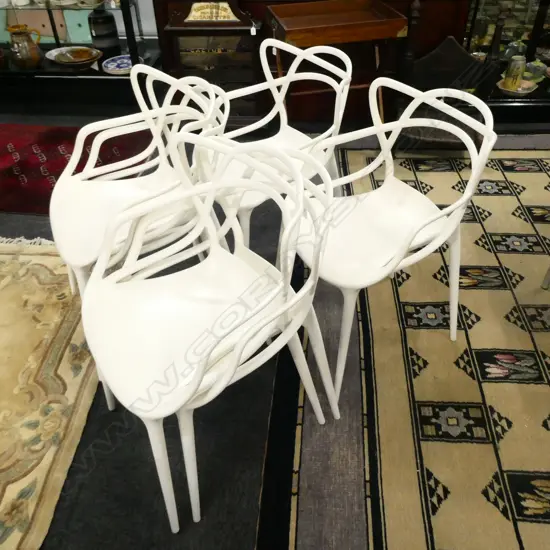 6 WHITE 'KARTELL STARK' DESIGN CHAIRS