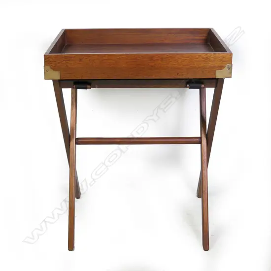 TEAK BUTLER'S TRAY TABLE w FOLDING STAND