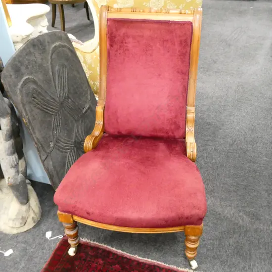 RED UPHOLSTERED GRANDMOTHER CHAIR 