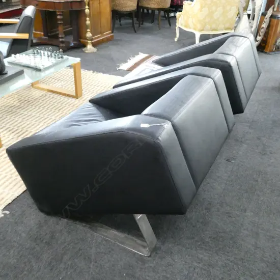 PR CONTEMPORY ITALIAN LEATHER & CHROME BASED CHAIRS