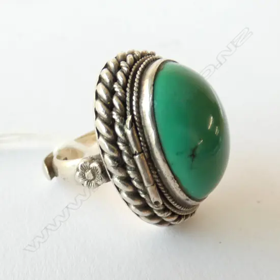 STG SILVER TURQUOISE POISON RING