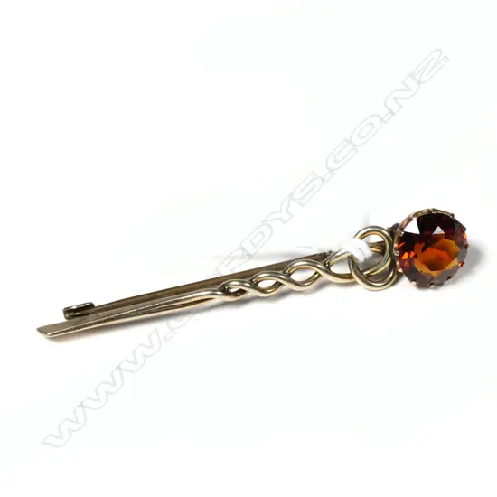 VINTAGE GOLD HELIX FORM PIN GEM SET