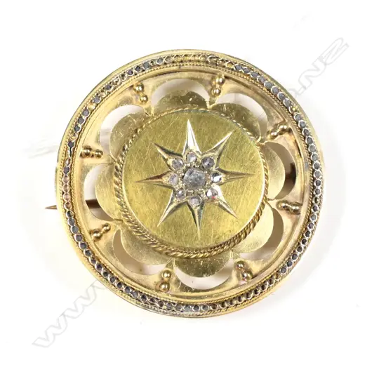 VICT. GOLD & DIA. CIRCULAR BROOCH