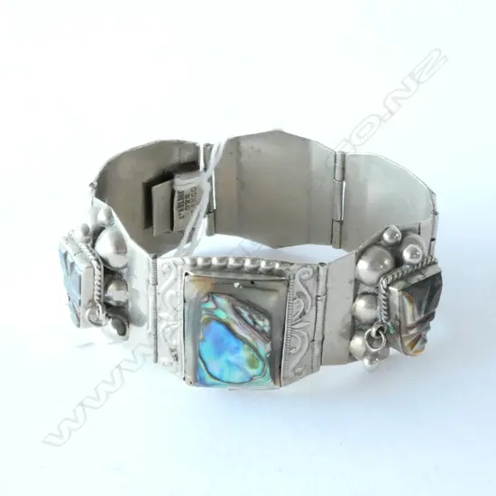 STERLING 925 MEXICAN BRACELET WITH ABALONE INSETS