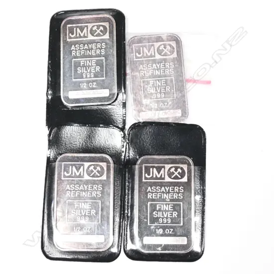 FOUR SILVER 1/2 OZ INGOTS STAMPED 'FINE SILVER 999'