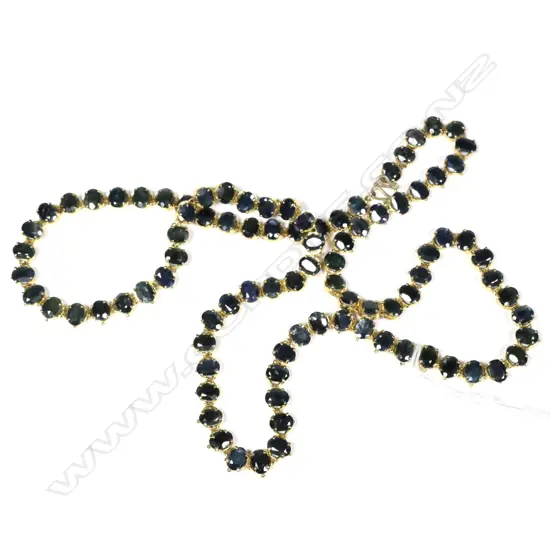Long natural 92 Sapphire necklace gold plated fittings