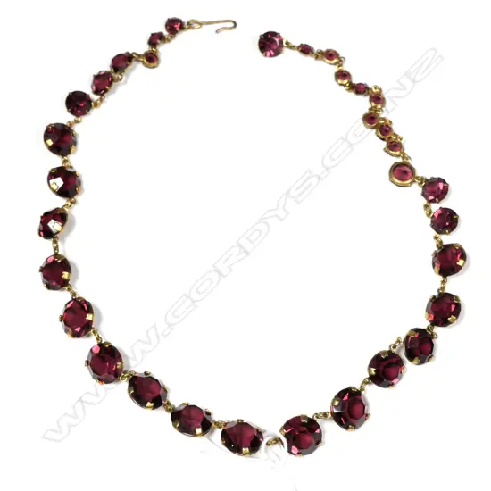 Amethyst pastes & gold plate necklace