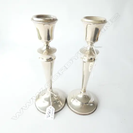 PR STG SILVER CANDLESTICKS B'HAM 1939 H. 255MM 985 GRAMS WEIGHTED 