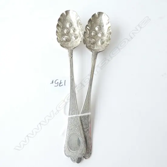 PAIR 17TH CENTURY BOTTOM MARKED SILVER TREFOIL BERRY SPOONS 