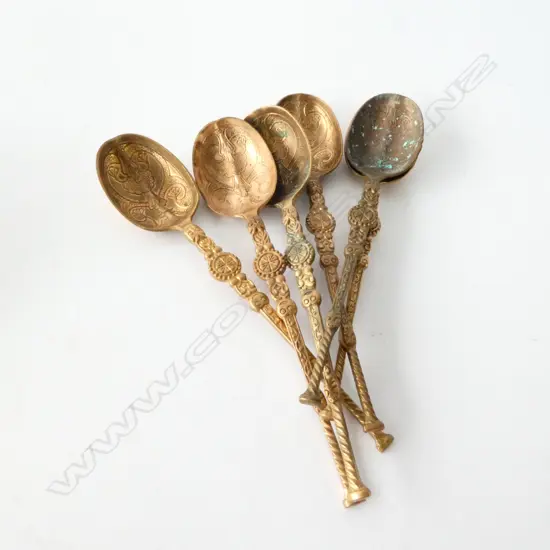 6 BRASS COFFEE SPOONS