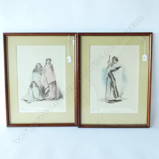 PAIR OF GLASS FRAMED MAORI PRINTS 1 GLASS A/F 40x52CM