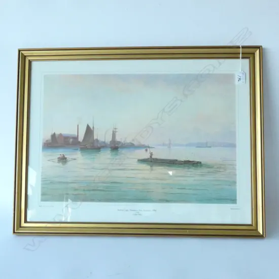 JOHN GIBB 'RAFTING LOGS, FREEMANS BAY, AUCKLAND 1896' LTD. ED. PRINT 650 X 495MM FRAME