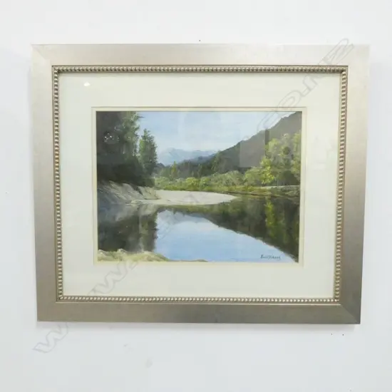 ENID BROOK 'PELORUS RIVER NELSON' OIL ON BOARD 400 X 300MM