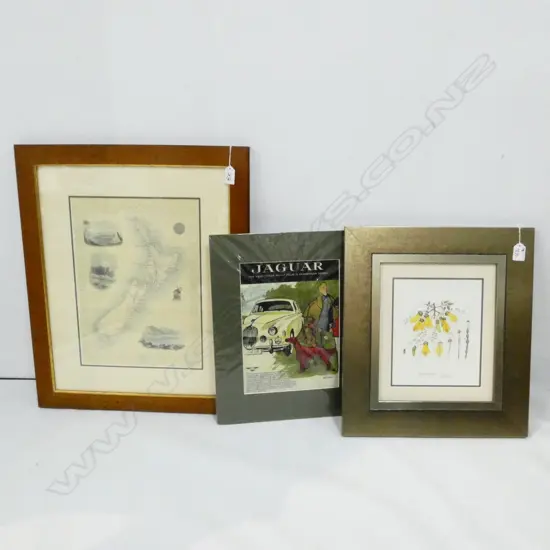 3 ARTWORKS; NZ PRINT 370 X 270, JAGUAR PRINT, KOWHAI ED. 2/100