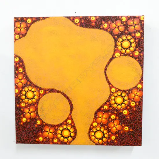 ANDREW TJUPURRULA ACRYLIC ON CANVAS DRY CREEK BED 300 MMSQ 