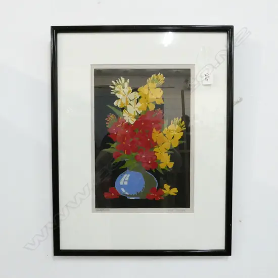 JOHN HALL THORPE (AUST/UK) HAND COLOURED WOODBLOCK WALLFLOWERS. 330 x 220mm