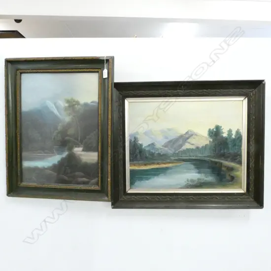 ARTIST UNKNOWN, 2 OIL ON CANVAS LANDSCAPES 490 X 410MM