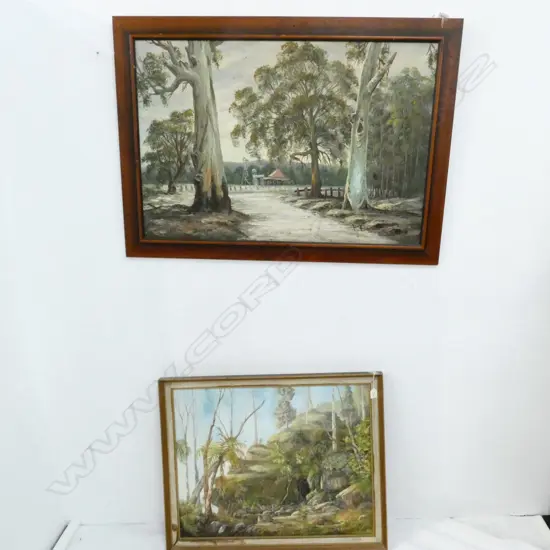 JOY EASTER NZ BUSH SCENE OIL ON BOARD 695 X 540MM + SIGNED AUSTRALIAN GUMS OIL