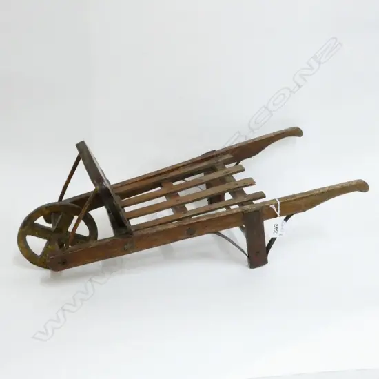 OLD MODEL WOODEN HAND TROLLEY/BARROW. L.540mm