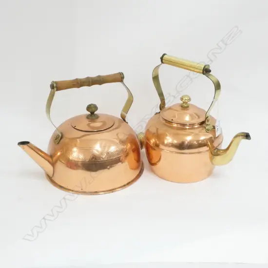 2 COPPER TEAPOTS 
