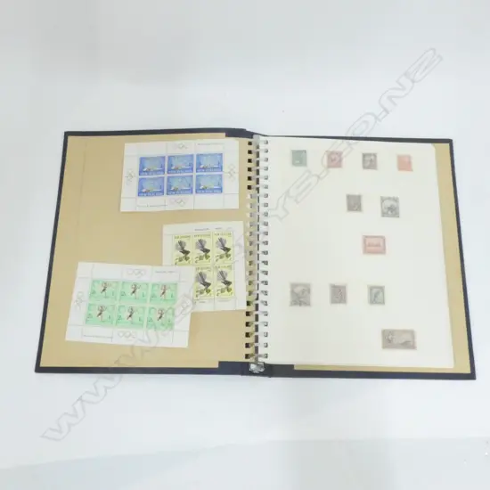 BLUE WARWICK STAMP ALBUM + STAMPS NZ PRE-DECIMAL COLLECTION